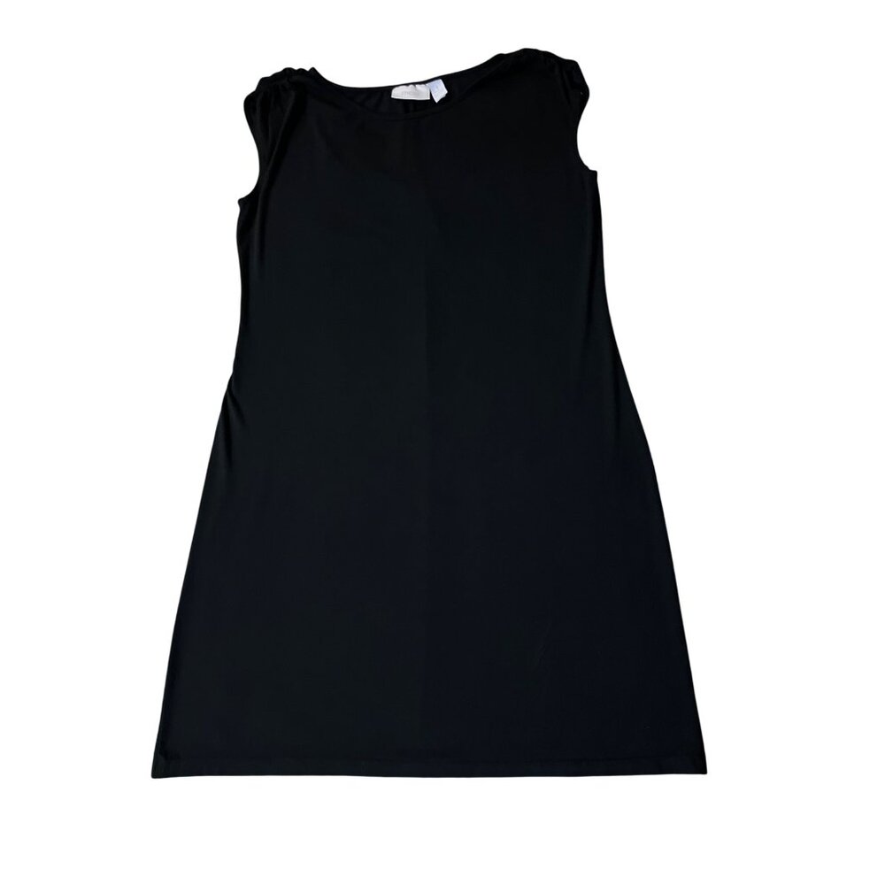 Chico’s Black Sleeveless Dress Women’s Size 1 (M/8) Ruched Shoulders Rayon Blend - Picture 12 of 13